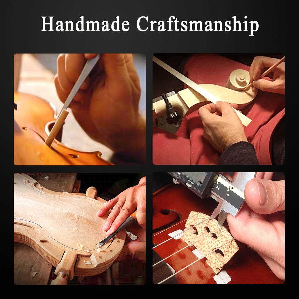 1/2 Size Violin Kits 4 String Ebony Flame Maple Spruce Wood for Beginning