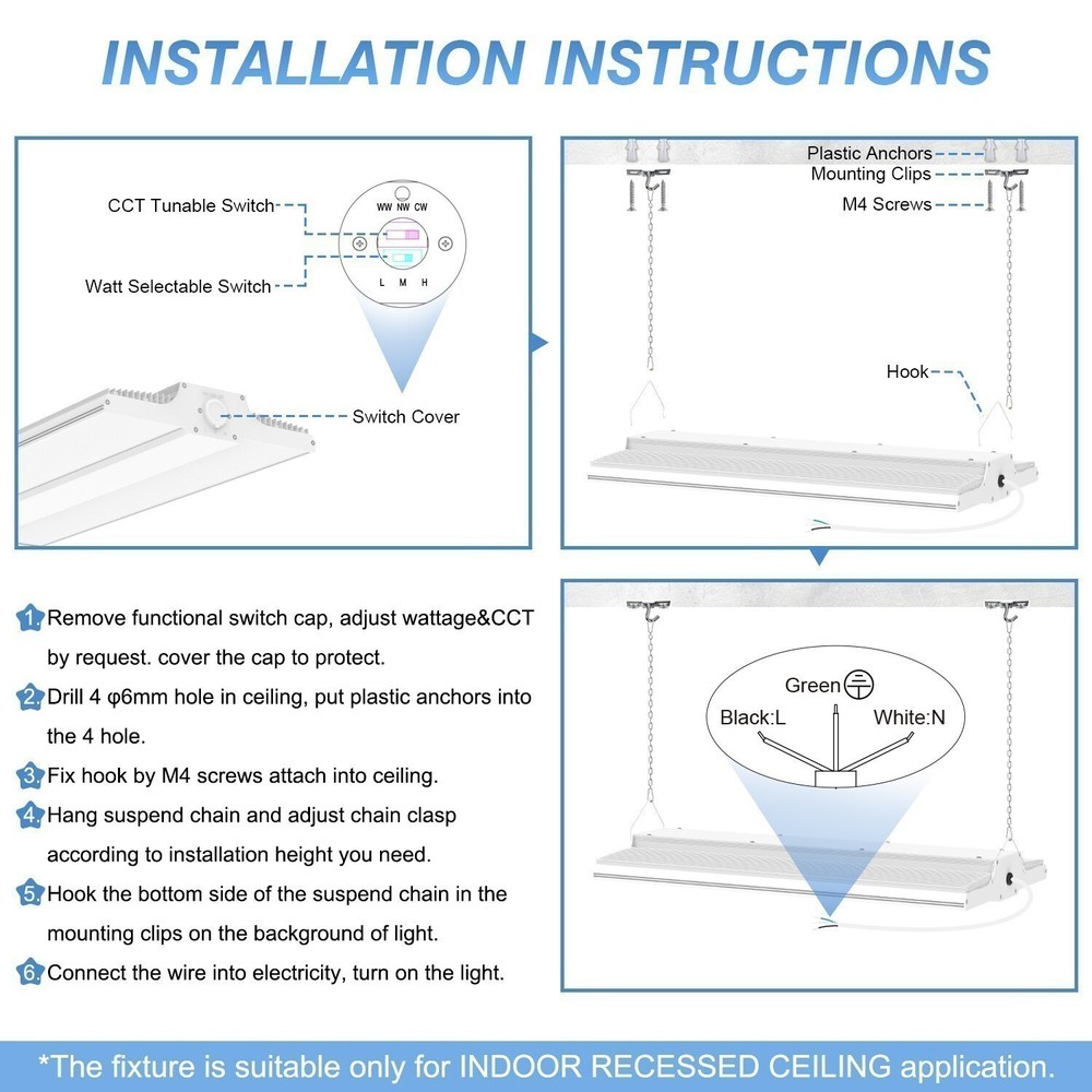 LED Linear High Bay Light With Microwave Sensor 400W LED Ceiling Fixture 60000LM