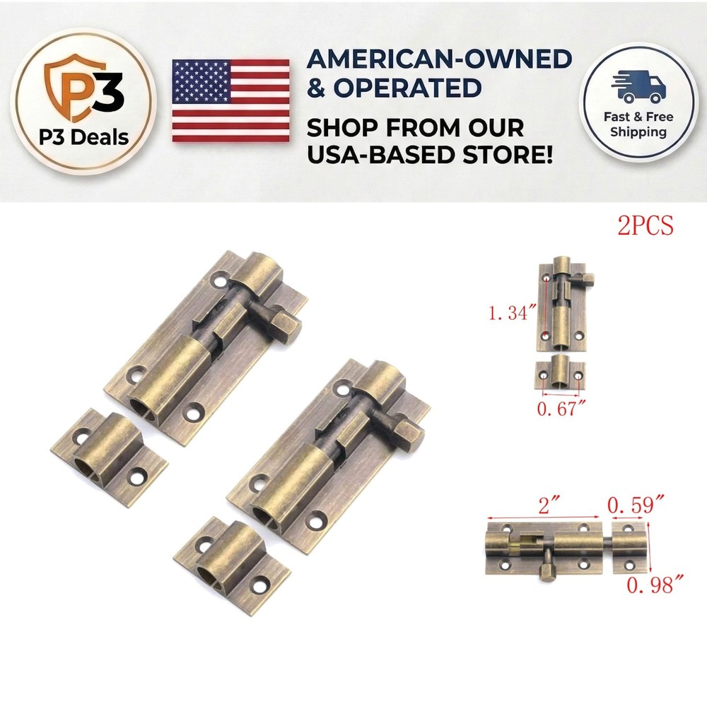 Solid Brass Gate Latch 2-Pack - Antique Bronze, Weatherproof Design