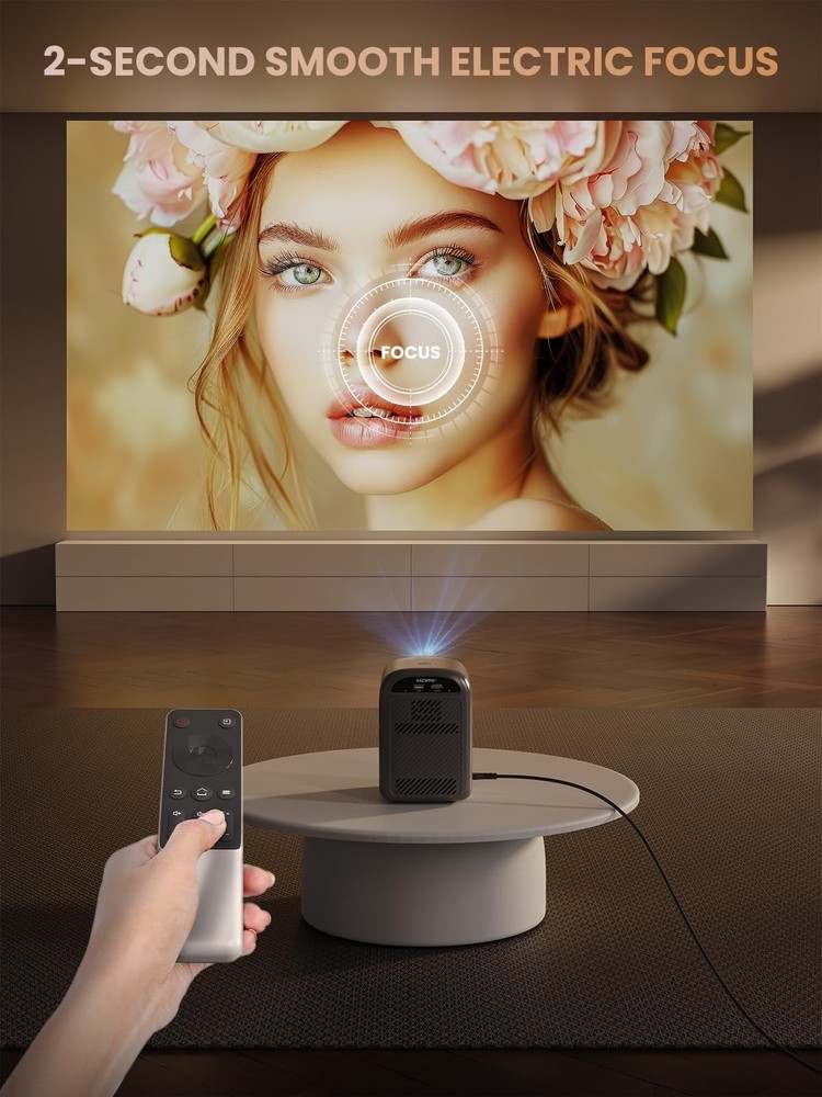 [Electric Focus] Mini Projector Bluetooth, Fully Sealed Portable Projector, 7...