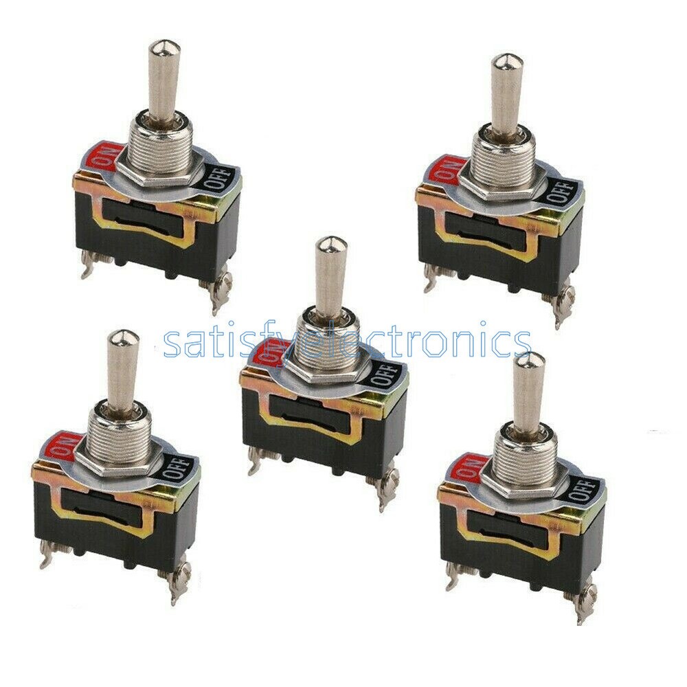 10PCS x E-TEN1021 2-Pin Toggle Flick Switch SPST ON-OFF Car Dash Light Metal