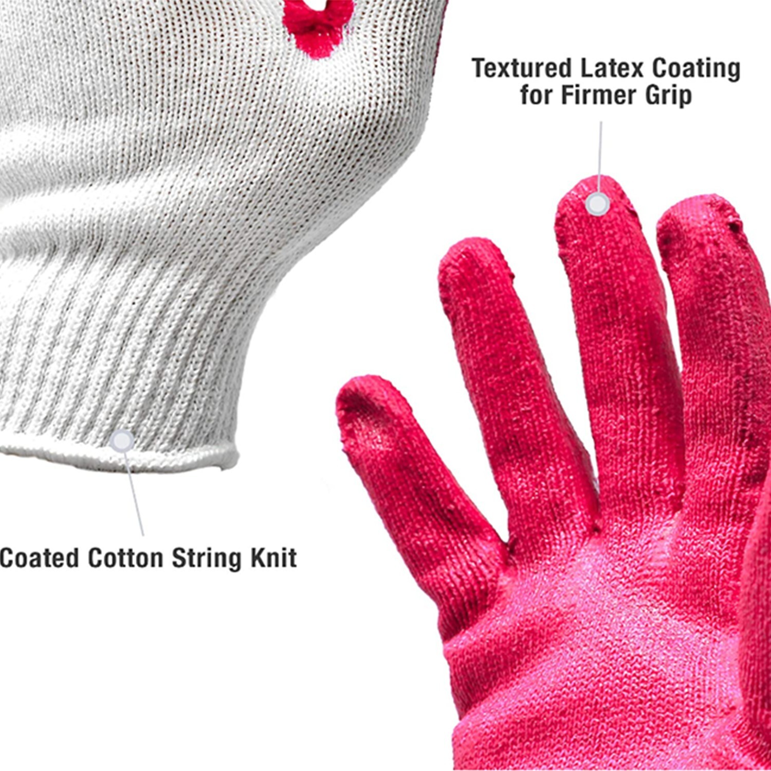 WHOLESALE 300 Pairs Non-Slip Red Latex Rubber Palm Coated Work Safety Gloves