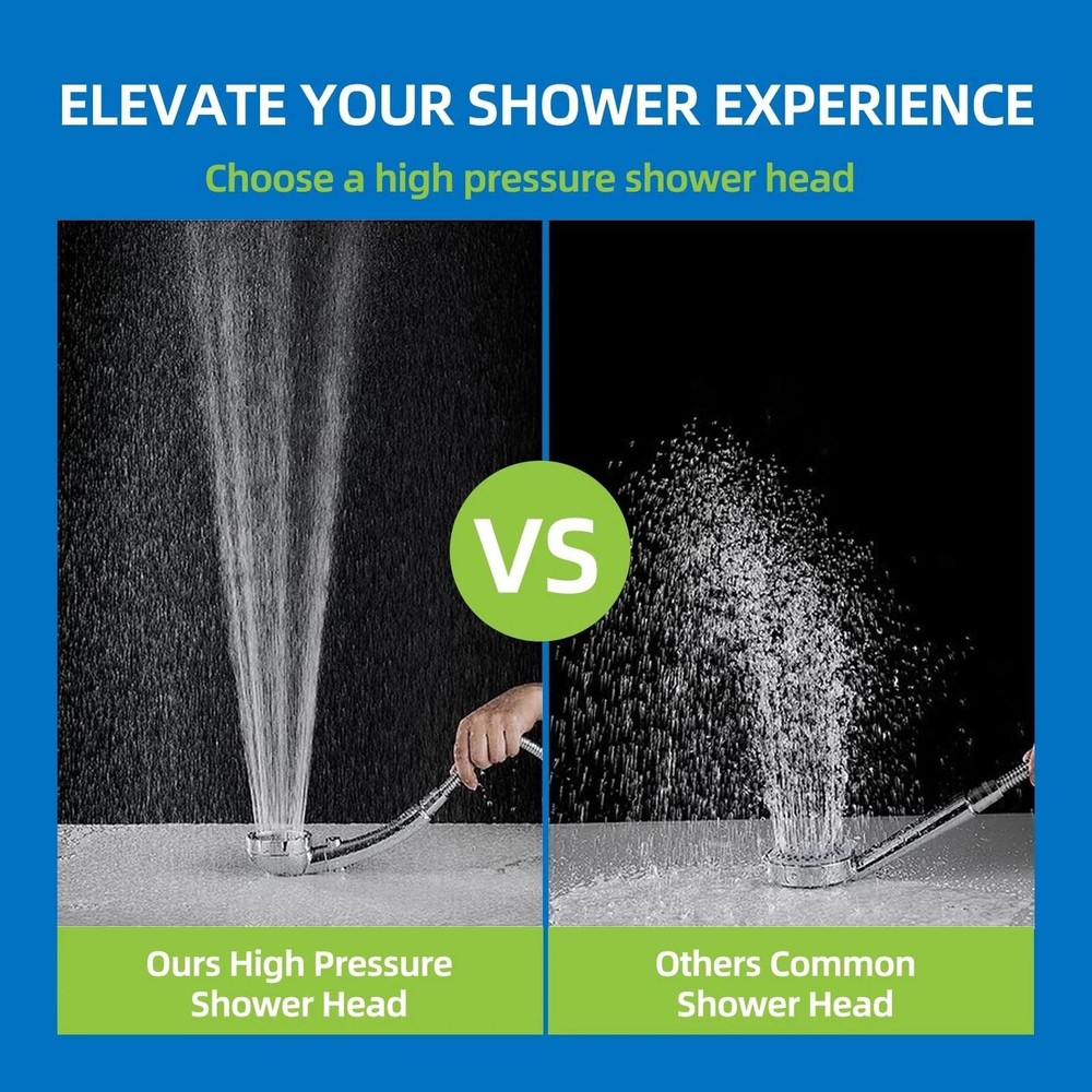 High Pressure Handheld Shower Head with On/off Pause Switch 3 Spray Modes Wat...