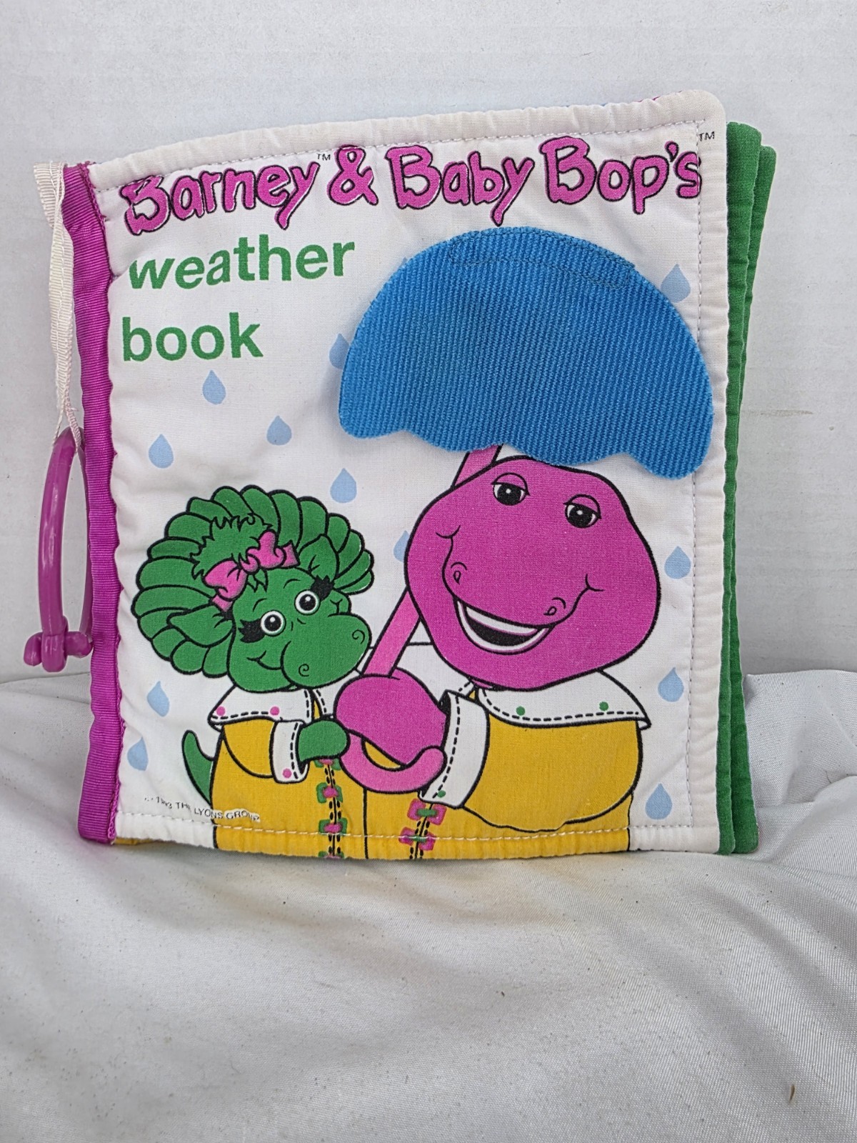 Rare Vintage 1993 Barney & Baby Bop Weather Book Soft Plush Washable (VG)