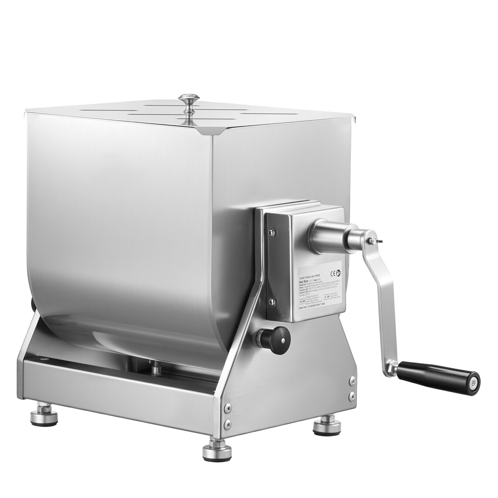 60LB Tilt Manual Meat Mixer Hand Meat Sausage Mixer Machine Stainless Steel