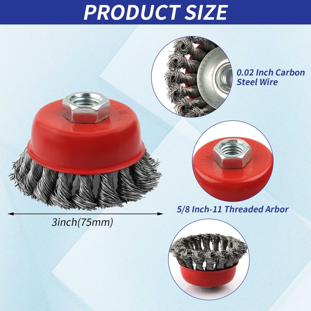 3 Pack Wire Wheel Brush for Angle Grinder, 4 Inch Grinder Wheel,...