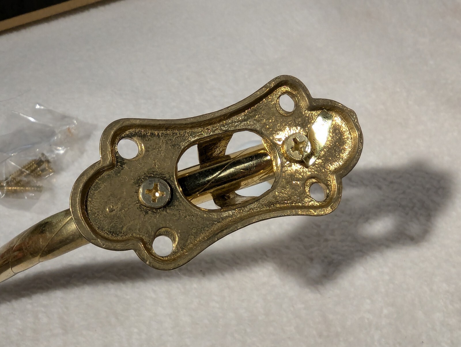 Vintage Brass Porcelain Knob Wall Mount Double Towel Hanger Coat Hooks NOS