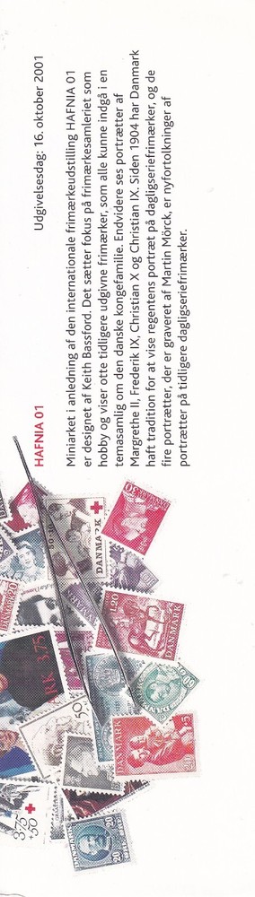 DENMARK 2001 FIRST DAY COVER & INSERT, MONARCH AND STAMPS