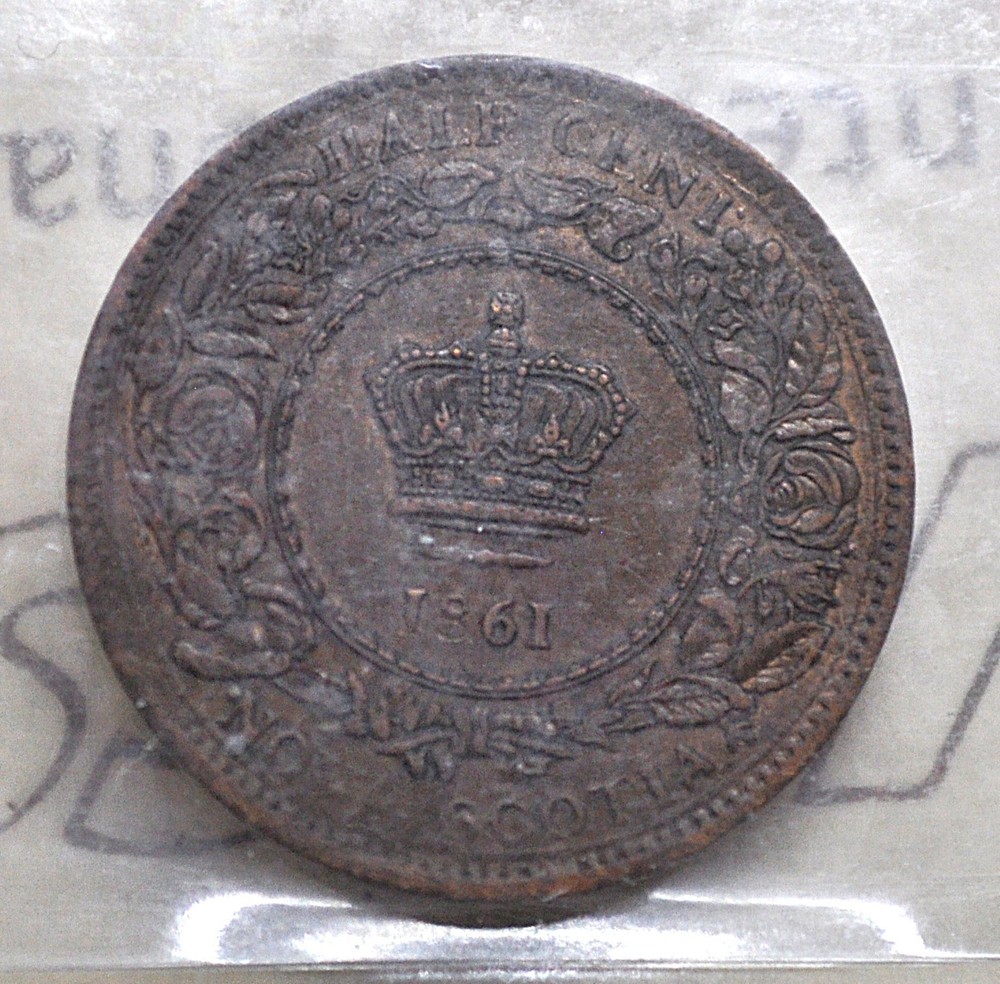 1861 Nova Scotia Half Cent ICCS graded AU-55
