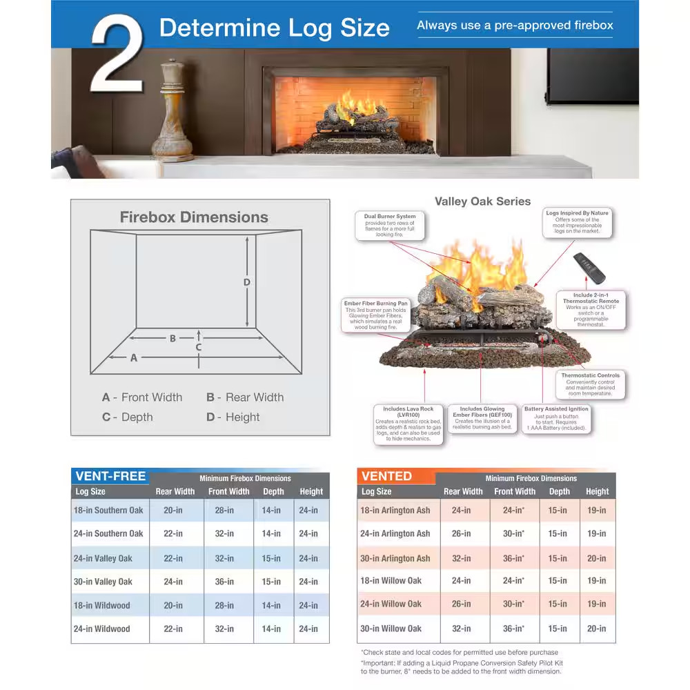 Willow Oak 18 In. Vented Gas Log Set