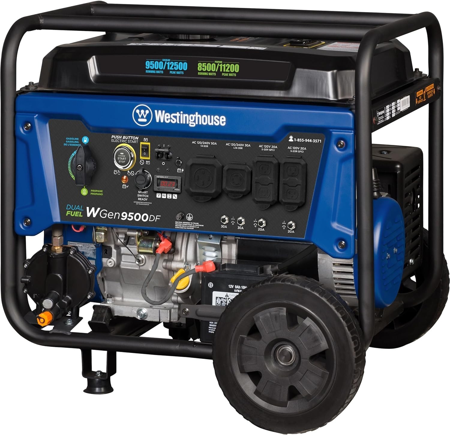 Westinghouse 12500 Watt Dual Fuel Home Backup Portable Generator, Remote Electri