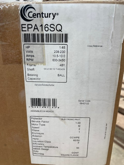 Variable Speed Square Flange Motor 1.65THP 208-230 Replacement/ Upgrade Motor
