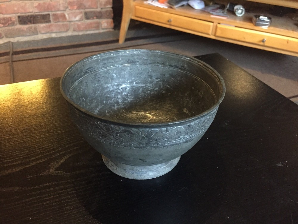 Antique Middle Eastern Tinned Copper Bowl