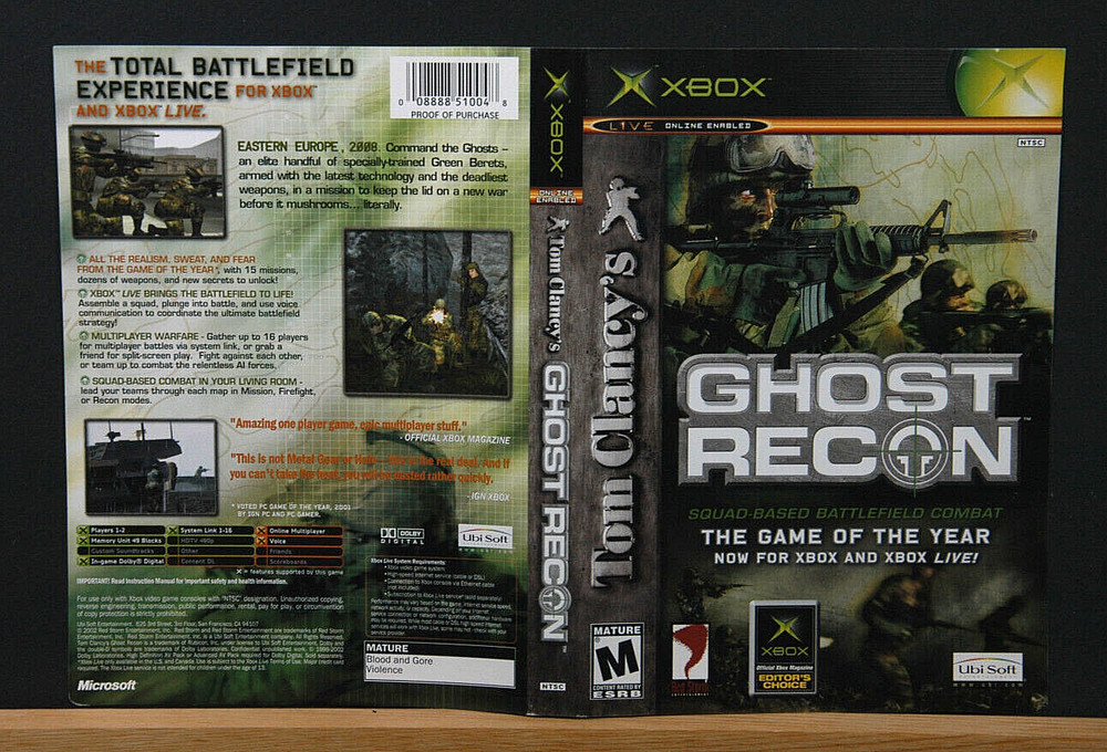 GHOST RECON  - COVER  ONLY  NO GAME ( XBOX )