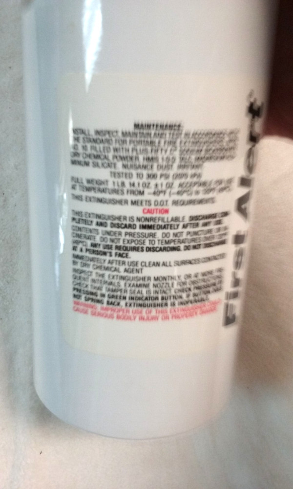 First Alert Kitchen Fire Extinguisher KFE2S5 Tested Fully Charged