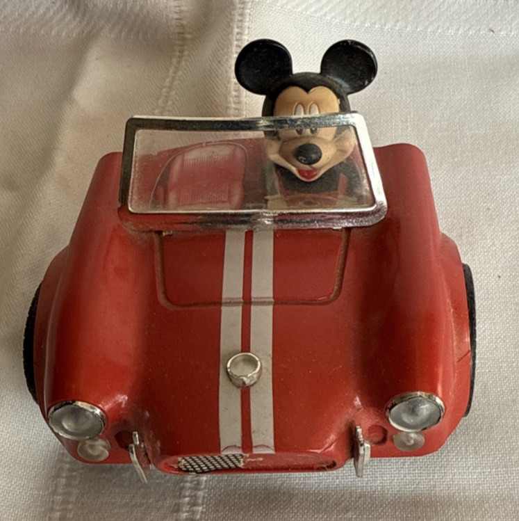 Mickey Mouse Disney Tested Working Red Classic Car Night Light w/ switch