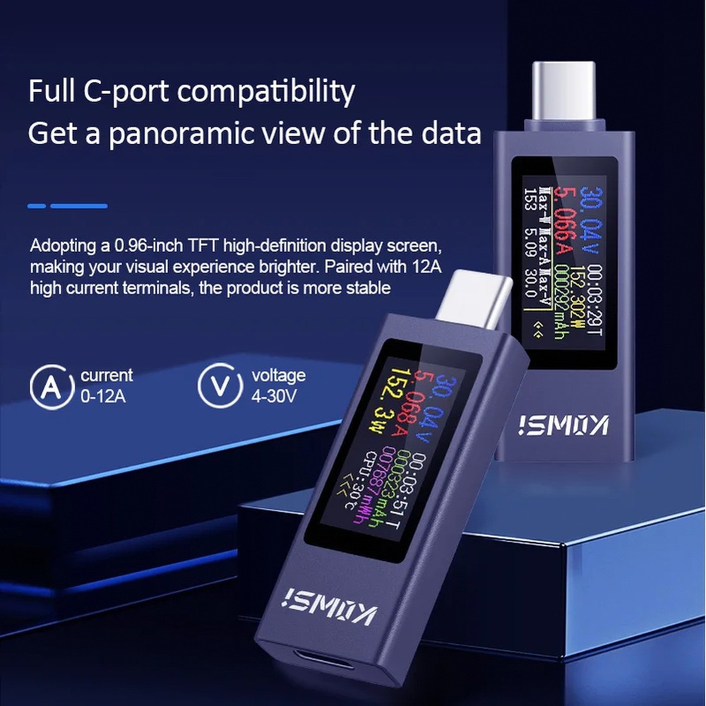 DC 4-30V 12A Digital Voltmeter Ammeter Charger Capacity Tester