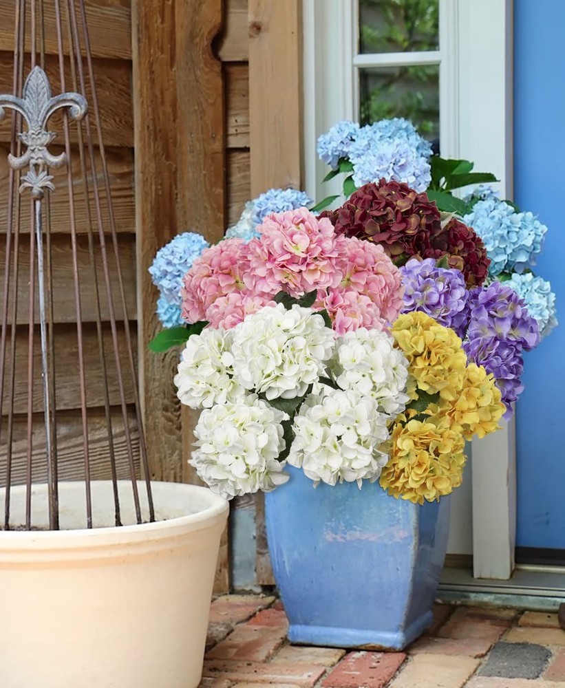 Pink Hydrangea Artificial Flowers Large Artificial Hydrangeas Silk Flowers fo...