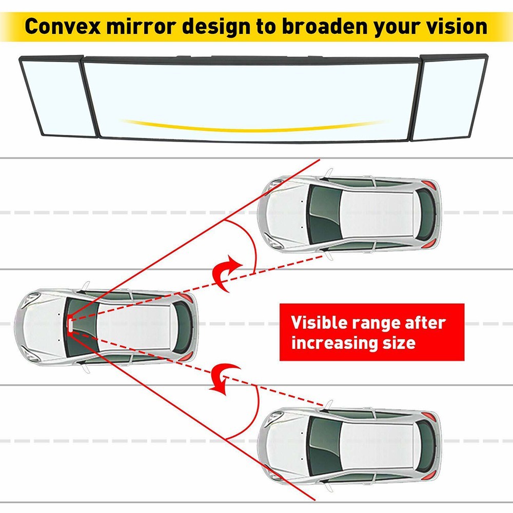 390mm Extendable Car View Rearview Mirror Interior Rear Wide Angle Windshield