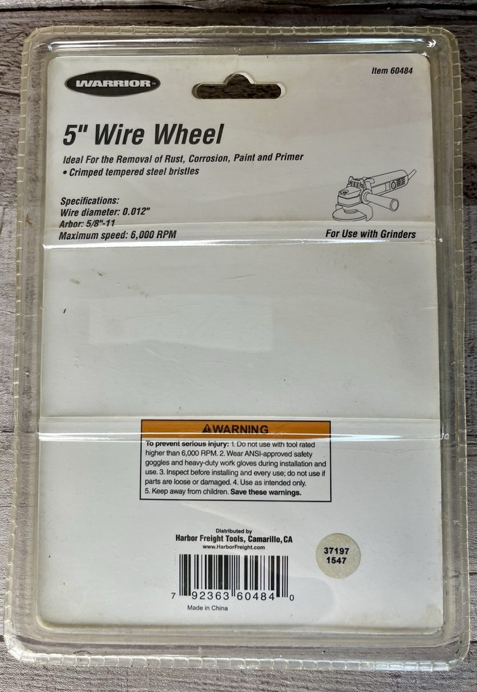 5" Warrior Wire Wheel Bench Grinder Removes Rust Paint Flaking Material 60484