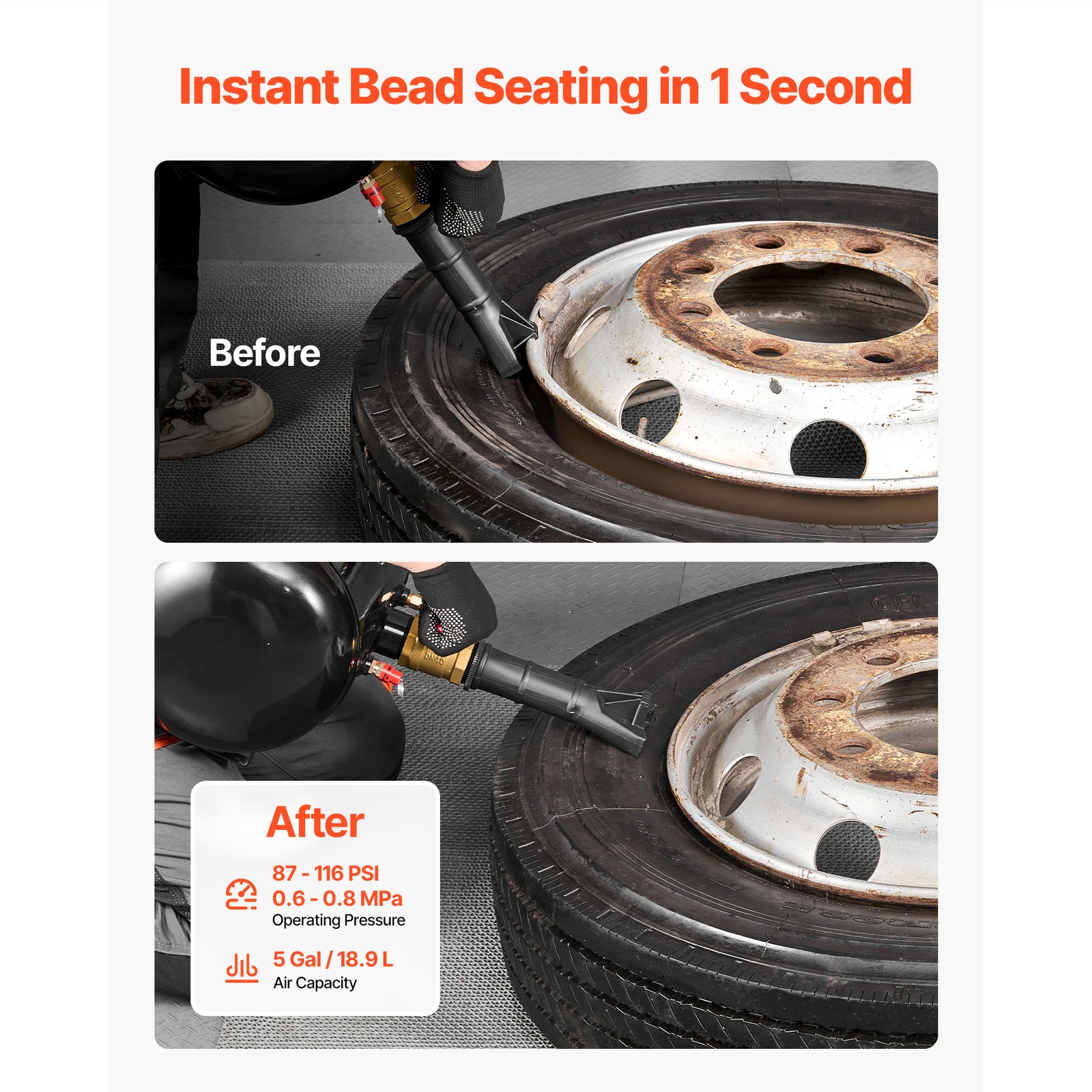 Uimoso 5-Gallon Heavy Duty Air Tire Bead Seater Tool for Quick Inflation