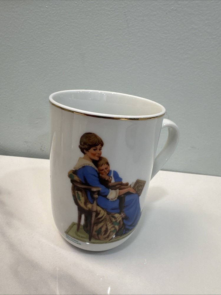 Norman Rockwell Coffee Cups From 1982 4 Different Patterns 5 Piece Set