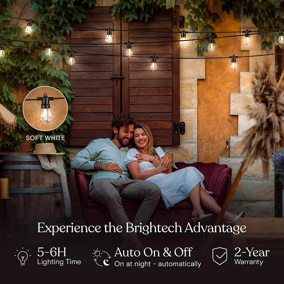 Brightech Ambience Pro Solar Powered Outdoor String Lights - 27 Ft. (12 Bulbs)