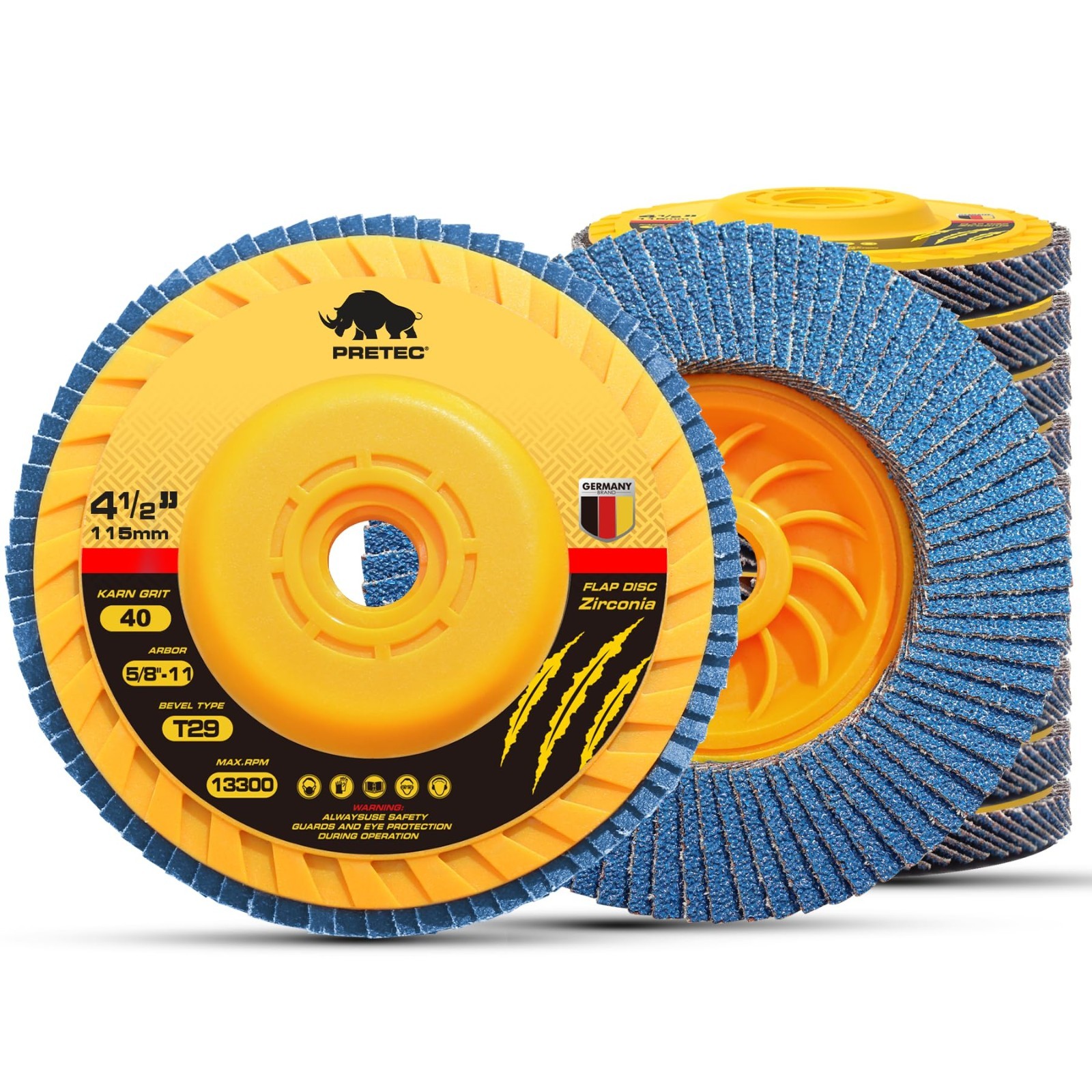 4-1/2" Zirconia Sanding Flap Discs 40 60 80 120 Grit 4.5" x 7/8" Grinding Wheels
