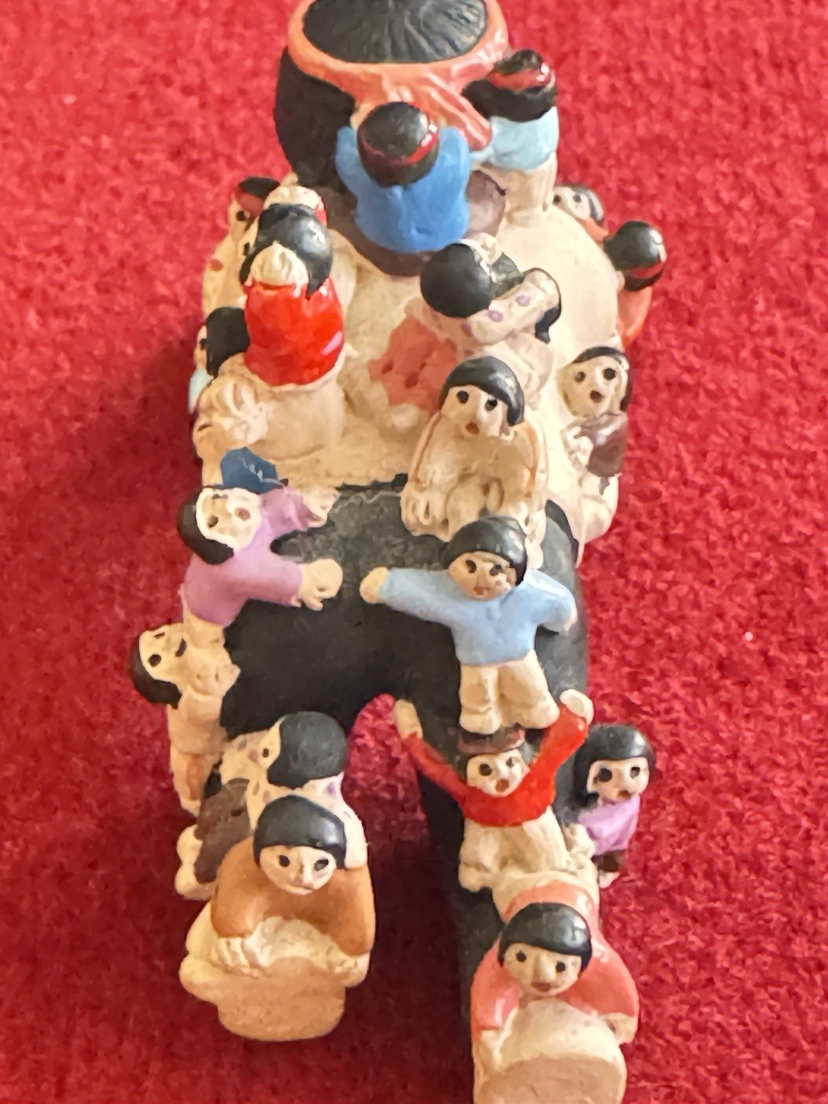 Vintage Storyteller Figurine with 25 Babies Southwest Native Inspired 2.5"