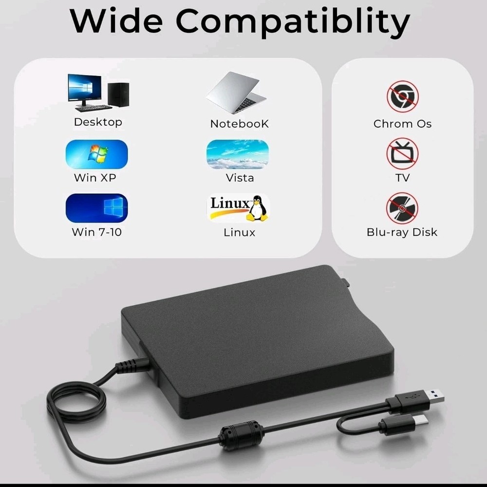 USB Type-C External Floppy Disk Drive for Windows