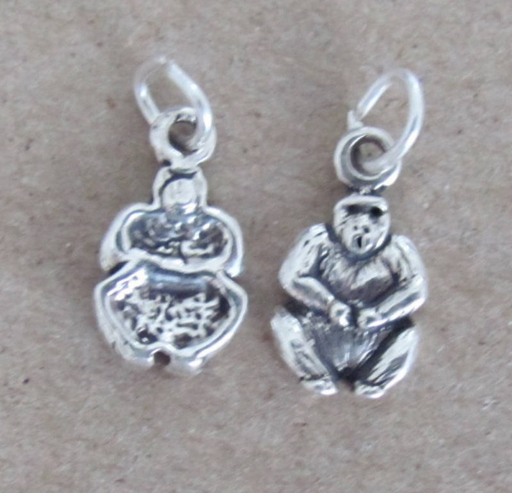 Very small Sterling Silver Gorilla mini tiny charm.