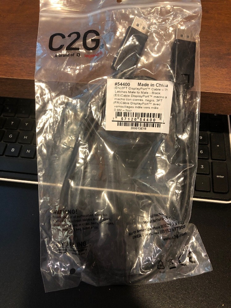 C2G 3ft DisplayPort Cable with Latches - Black