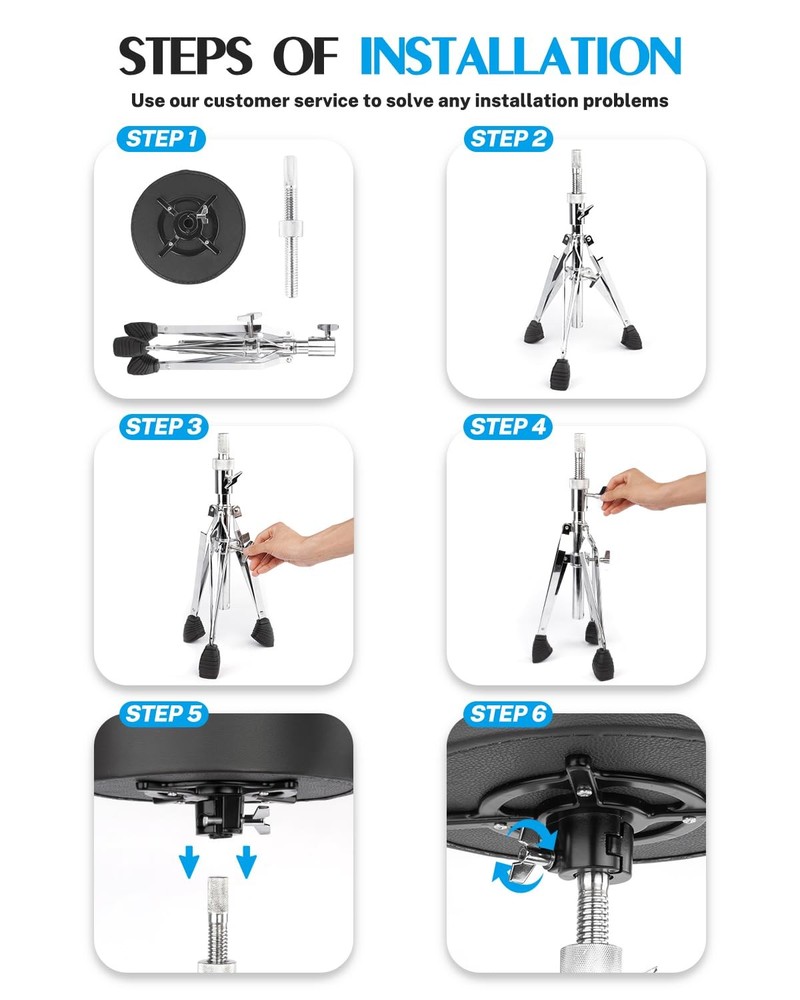 Strich Drum Throne, Height Adjustable Padded Seat Drum Stool, Heavy Du