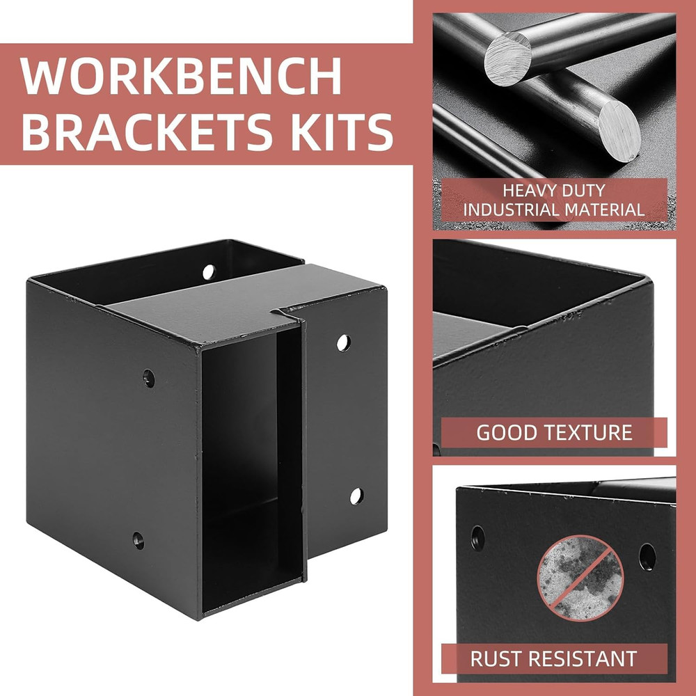 Workbench Corner Brackets, 8 Pcs Steel Workbench Kit for Custom Workbench Shelvi