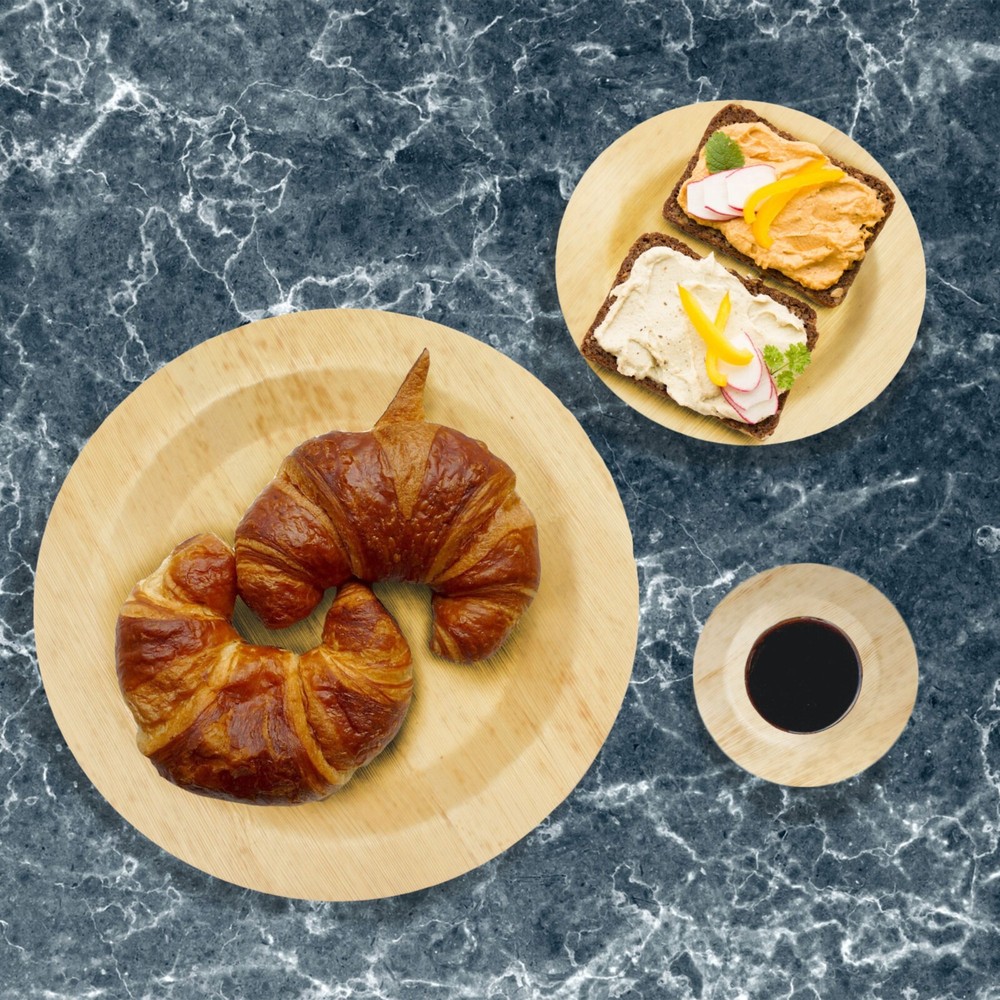 BambooMN Premium Bamboo Leaf Round Plates - Multiple Sizes & Quantities