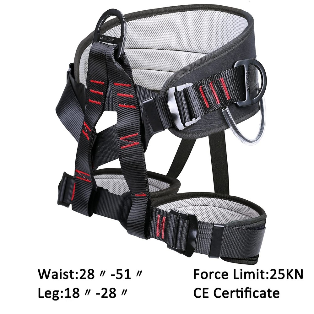 Ttechouter Adjustable Thickness Climbing Harness Half Body One Size, black