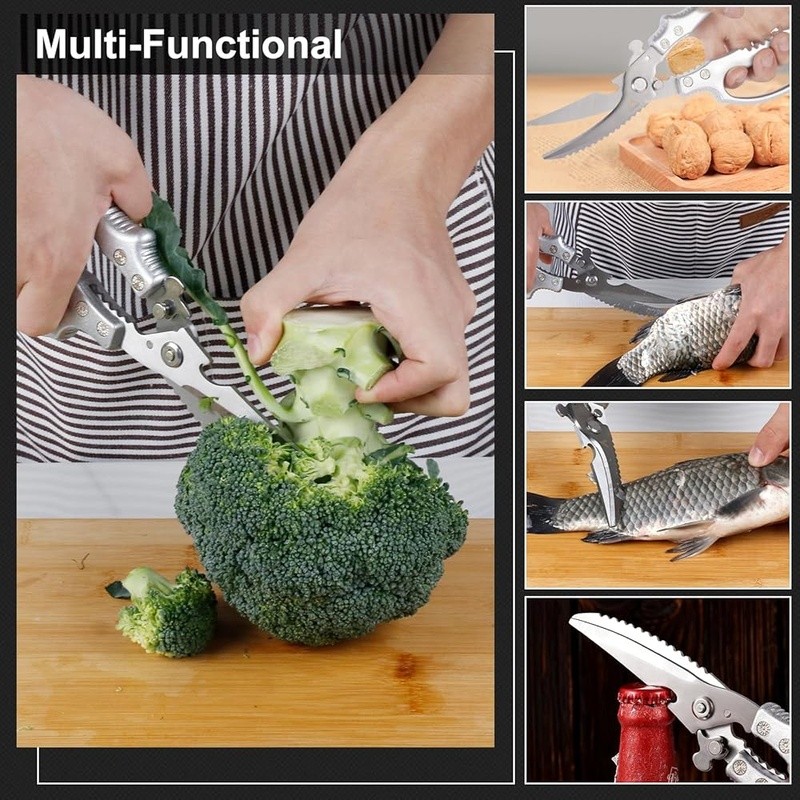 Ergonomic Kitchen Scissors Stainless Steel Multi-Functional Cutting Tool New
