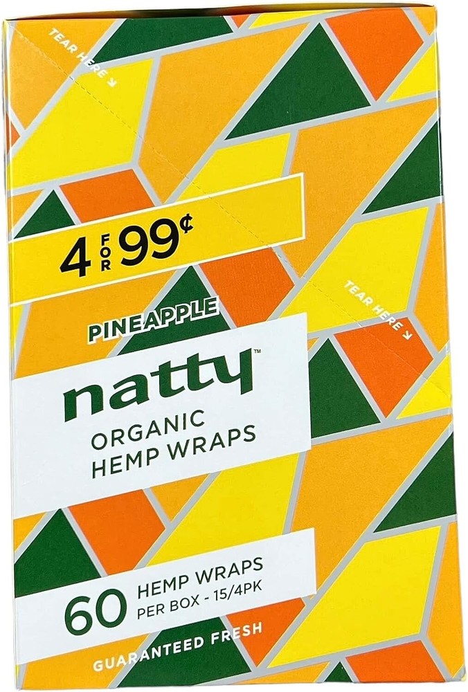 Natty Full Width Wraps 15 Packs Per Box 4 Wraps Per Pack (Pineapple)