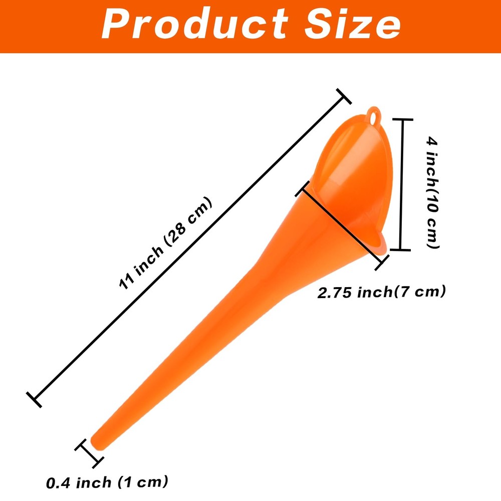 4 Pcs Plastic Long Neck Oil Funnel for Change, Multi-Function 4pcs - Orange