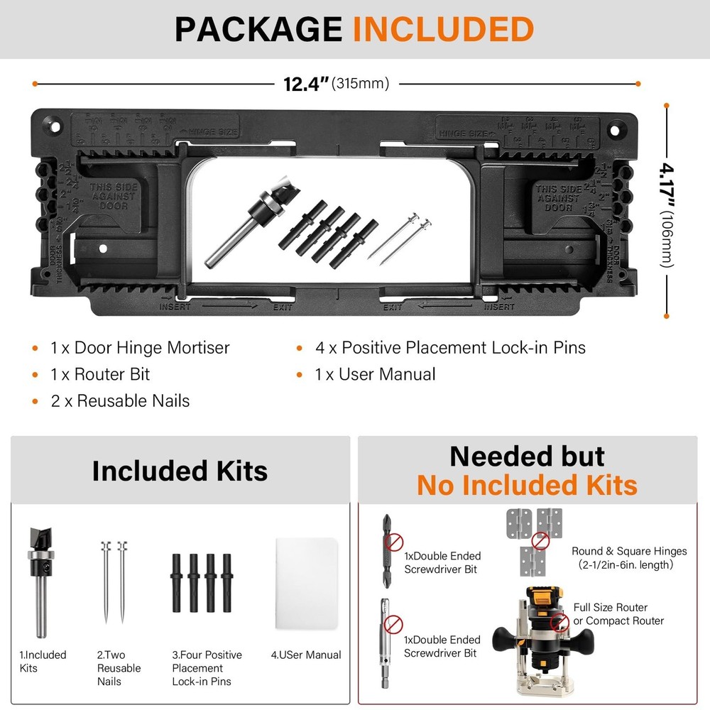 Door Hinge Jig, Door Hinge Mortiser Hinge Installation Kit, Hinge Jig for Doo...
