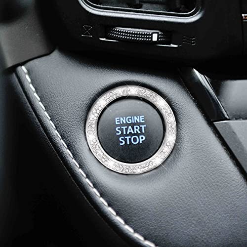 Car Bling Crystal Rhinestone Engine Start Ring Decals, 2 Pack Car Double Silver