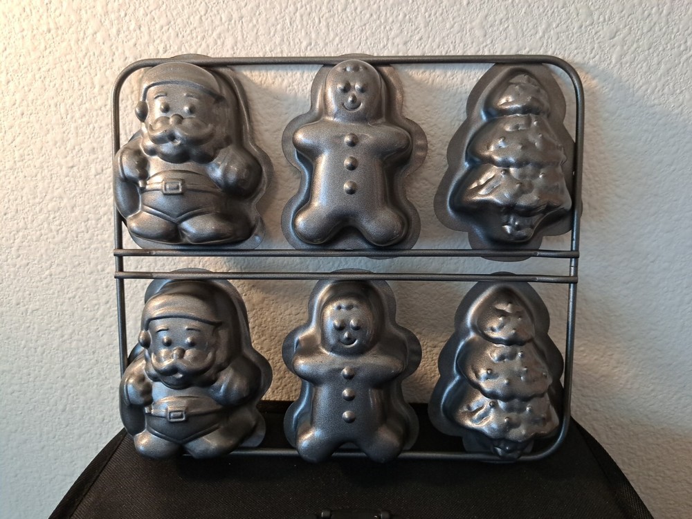 Christmas Tree Santa Ginger Bread Man Muffin Pan holidays Winter Baking