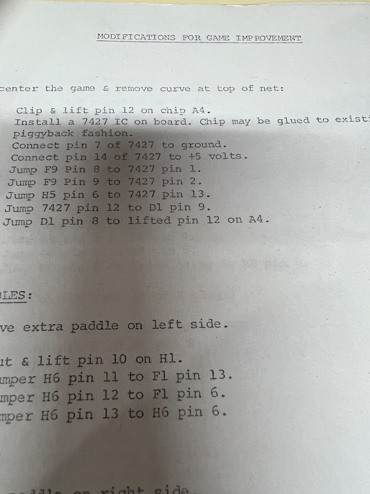 Atari - Bulletin -Modifications for Game Improvement (5 pages / over 20 games)