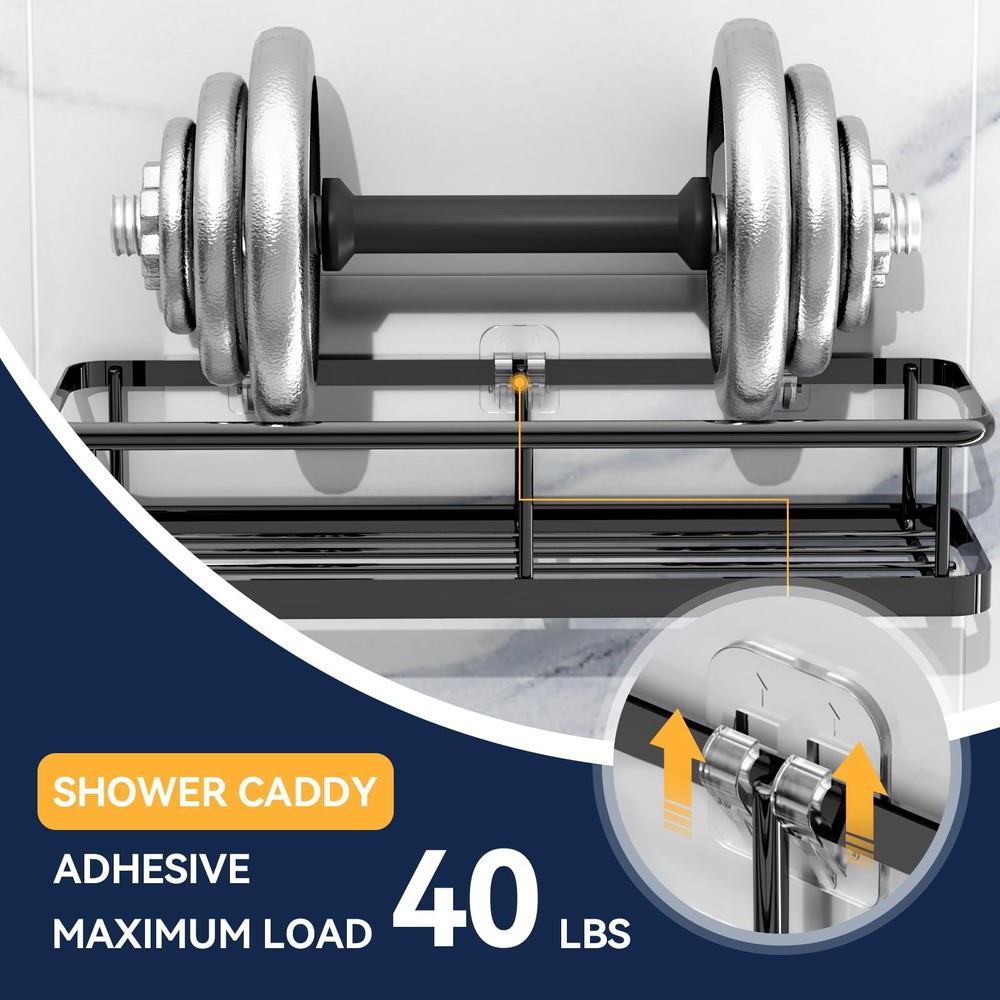 2-Pack Shower Caddy Adhesive Replacement - Transparent Shower Adhesive Strips...