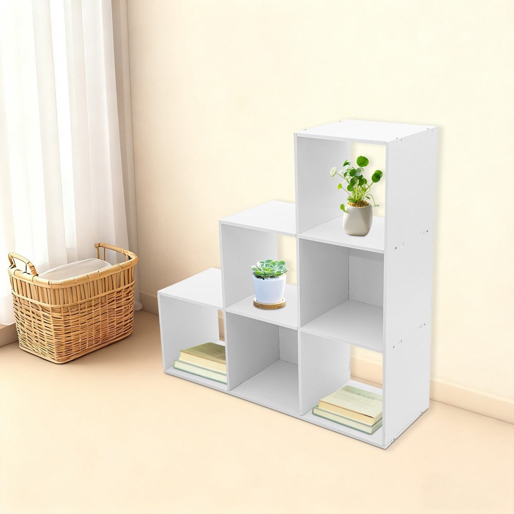 6-Cube Storage Organizer, Bookcase, Display Compartment, Open Back, Home Office.