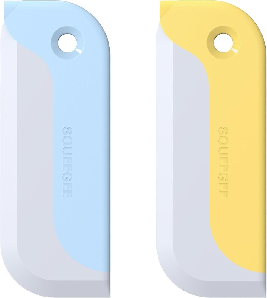 2 Pack Small Squeegees, Mini Squeegee for Windows, Mirrors, Blue & Yellow