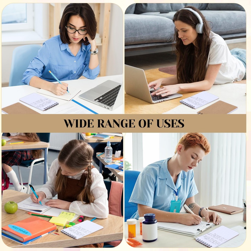 Thboxes 8 Pack Pocket Notebook, 3x5 Small Spiral Notebooks with 3x5", Brown