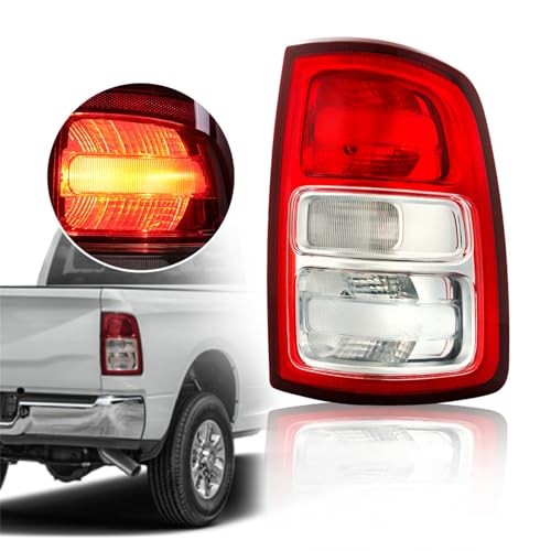 Outer Tail Lamp Light Replacement for Ram 2500 2019-2022 Red Lens Chrome
