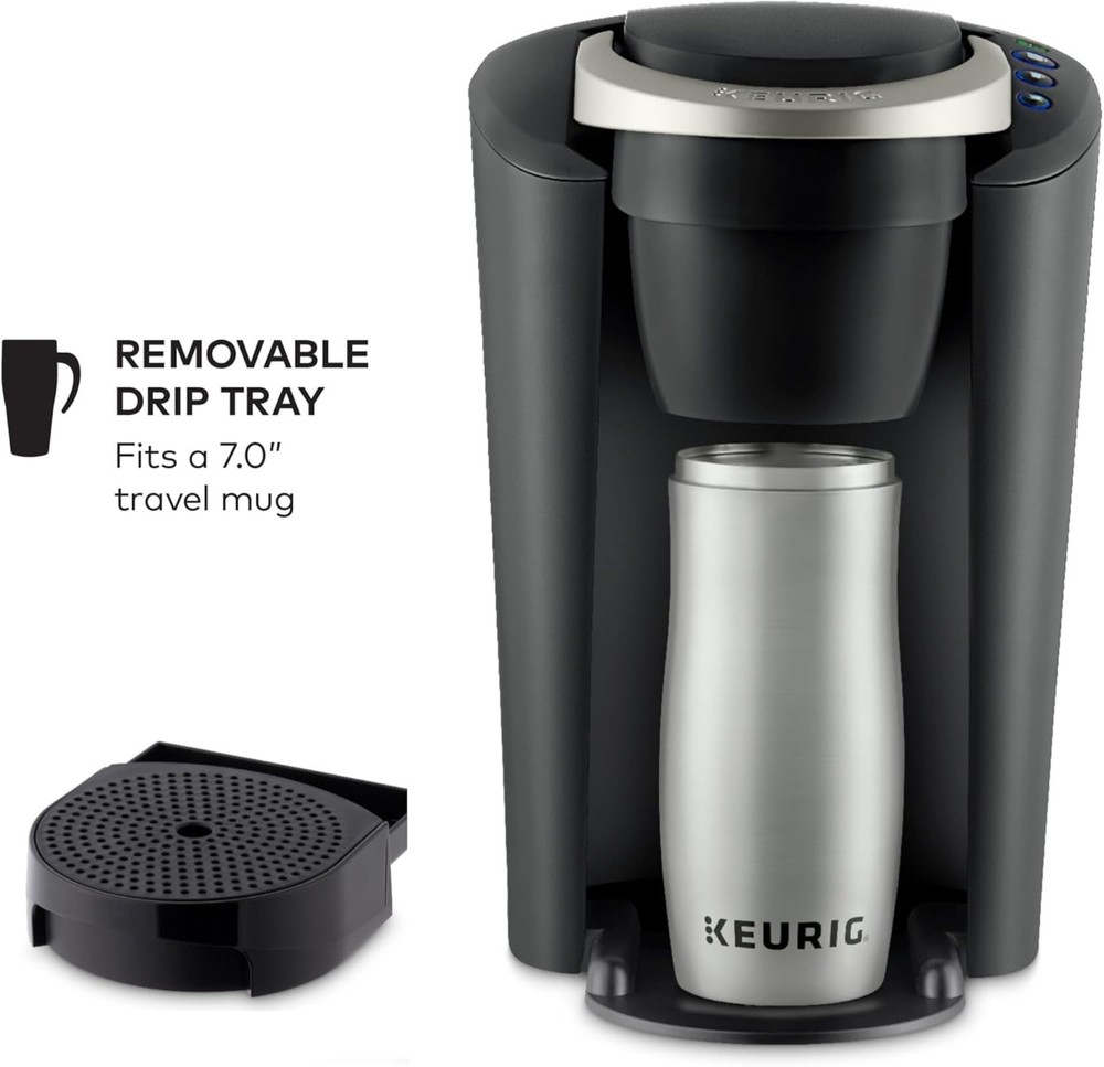K-Compact Single-Serve K-Cup Pod Coffee Maker, with 3 Brew Sizes, Smart Start...