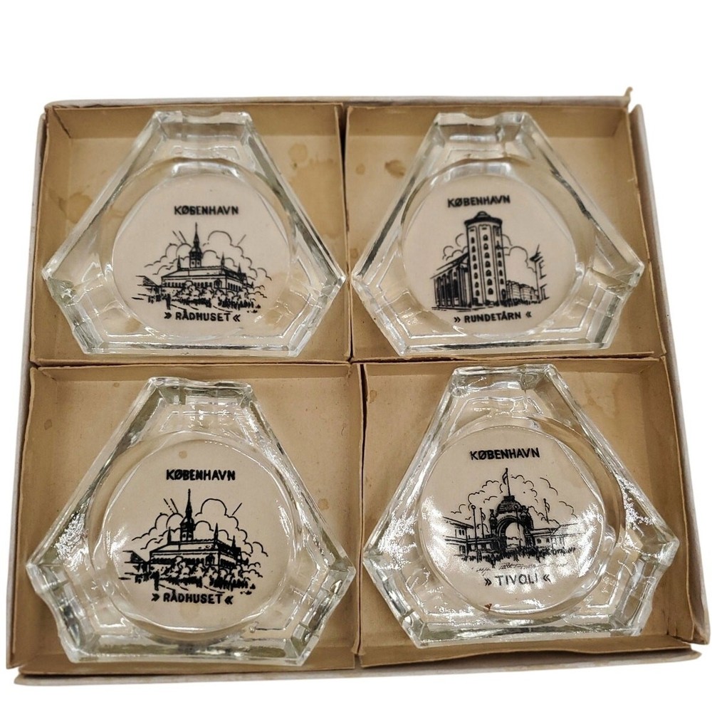 Copenhagen Denmark Glass Ashtray 4 Pieces